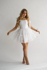 The Siena Mini Dress in Seaglass white
